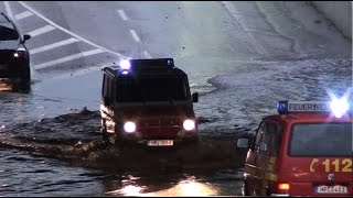 Fahrt durch überflutete Unterführung KdoW Feuerwehr LampertheimMitte [upl. by Cassey]