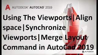 Using The Viewports  Align space  Synchronize Viewports  Merge Layout Command in AutoCad 2019 [upl. by Aniela]