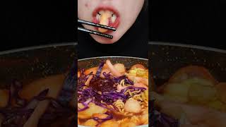 ASMR Eating Tokbokki and Super Spicy Noodles1 asmr mukbang tokbokki food shorts [upl. by Hailed904]