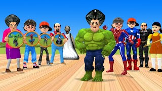 Scary Teacher 3D vs Squid Game Dresses Superhero Clothing Dressing Room Win or Lose 5 Time Challenge [upl. by Dania]