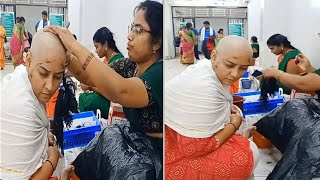 Headshave women thirumala thirupathi hairdonation temple headshave  forced headshave [upl. by Diamante]