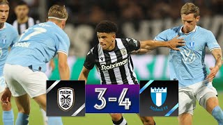 PAOK  Malmö FF 34  Full Highlights  UEFA Champions League 3rd Qualifying Round 1382024 [upl. by Awe]