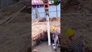 Square concrete piles driving process [upl. by Bohlen]