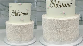 How to make a buttercream cake with edible lace  Cake decorating tutorials  Sugarella Sweets [upl. by Saree]