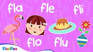 Aprende a leer las SÍLABAS TRABADAS fla fle fli flo flu 🦩  VOCABULARIO para niños 👦👧  DinoPeq 🦖 [upl. by Venola634]