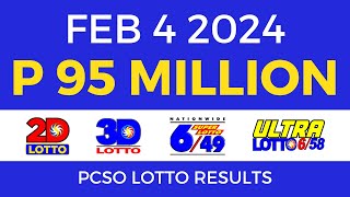 Lotto Result February 4 2024 9pm PCSO [upl. by Mirella184]