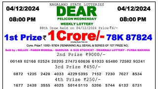 🔴Lottery Sambad Today 0800pm 041224 Dear Lottery Result Pdf Download [upl. by Alrad557]