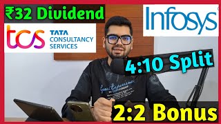 TCS Ltd  Infosys • Stocks Declared High Dividend Bonus amp Split With Ex Dates [upl. by Pavier32]