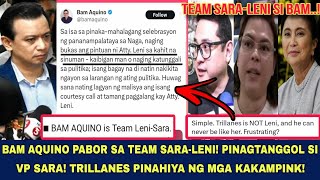 BAM AQUINO PABOR SA TEAM SARALENI PINAGTANGGOL SI VP SARA AWAYAWAY NA ANG YELLOWPINK [upl. by Aerdnaed]