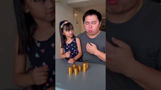 Gold coin prank on dad 🤣😱❤️👶🏻🚀🌈👧🏻✅ [upl. by Wolfram]