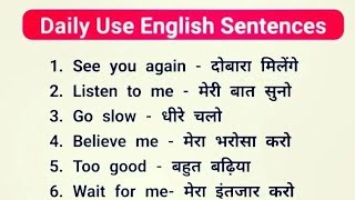 daily use english sentences basic sentences hindi to english [upl. by Hart]