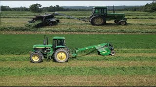 Mowing amp Merging 3rd Cutting Alfalfa [upl. by Ardnohsed900]