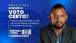 Programa Voto Certo entrevista Fabinho Sapo PL  Maricá Info [upl. by Otho]