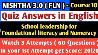 Course 10 Quiz Answers in English FLN  School leadership for Foundational literacy and Numeracy [upl. by Sidwell]