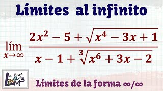 Limite al infinito con raíz cuadrada y cúbica  Ejercicio 10  La Prof Lina M3 [upl. by Dougherty]