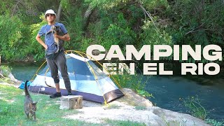 Camping con mi gato NADANDO EN EL RIO BIEN AGUSTO [upl. by Ellerahs]