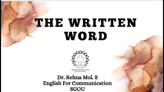 The written Word English For Communication SGOU FYUGP BA [upl. by Swetiana]