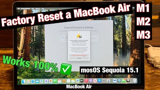 How to factory reset a MacBook Air M1 M2 M3 in 2024 works 100 so easy [upl. by Adnale]