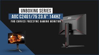 AOC C24G175 236quot 144Hz FHD Curved FreeSync Gaming Monitor  Unboxing [upl. by Alexina]