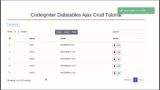 Codeigniter Datatables Ajax Crud Tutorial [upl. by Ahsot]