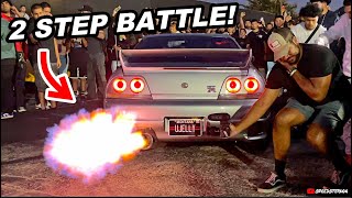 EPIC R33 Skyline GTR 2 Step vs DDE Murcielago LM Rev Battle [upl. by Kylstra432]