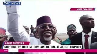 Supporters Receive Governor Aiyedatiwa At Akure Airport [upl. by Emmalyn]