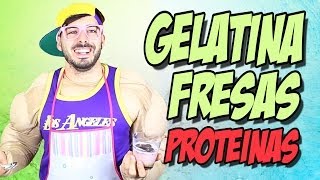 Postres Caseros  Gelatina de proteínas sabor fresa [upl. by Adnuhser339]