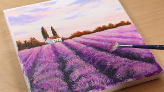 Lavender Fields  Landscape  Acrylic painting  PaintingTutorial  Painting ASMR [upl. by Sila]