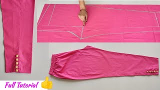 Very Easy Pant Trouser Cutting and stitching Womens Pant cutting and stitching  Palazzo Pant [upl. by Nyleek674]