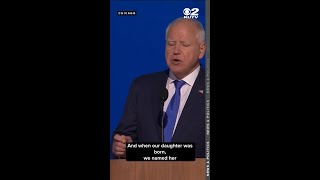 Gus Walz son of VP nom Tim Walz breaks down during dads speech at DNC [upl. by Annailuj]