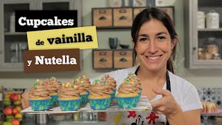 🧁 CUPCAKES DE VAINILLA Y NUTELLA 🧁 [upl. by Earissed799]