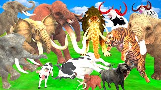 10 Zombie Elephant vs 10 Giant Tiger Attack Cow Elephant Monkey Rescue Saved by Monster Lion Mammoth [upl. by Anivel]