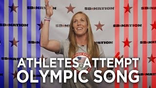 Olympians TRY to sing the Olympic theme song 😂  Rio Olympics 2016 [upl. by Leummas]