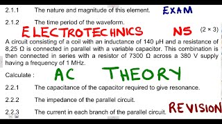 Electrotechnics N5 AC Theory April 2016 mathszoneafricanmotives mathswithadmirelightone [upl. by Arty]