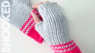 Easy Knit Fingerless Gloves Pattern amp Tutorial [upl. by Dickey]