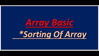 Sorting Of Array  Increasing Or Decreasing Order Malayalam  FUMIGATION [upl. by Oile]