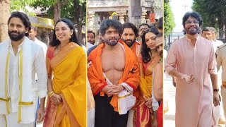 Naga Chaitanya Sobhita Dhulipala Visits Srisailam Temple After Marriage  Nagarjuna [upl. by Alehcim516]