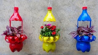 Recycle Plastic Bottles into Beautiful Hanging Flower Pots For Your Garden [upl. by Adimra]