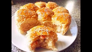 Pain au fromage et au pate  الجبن وخبز الباتيه  Stuffed cheese and salami bread [upl. by Okihsoy]