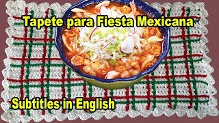 tapete a crochet rectangular con punto alto  fiestas patrias  Subtitles in English [upl. by Boyden]