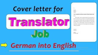 Cover letter for Language Translator Job  German to English Translator Job application at home [upl. by Roice]