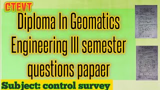 CTEVT 3rd Semester Old Questions Papers  Diploma Geomatics Engineering [upl. by Gillespie972]