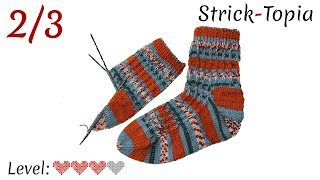 Einfache Socken im Hebemaschenmuster stricken leicht gemacht  Video 23  Die Ferse [upl. by Leiad]