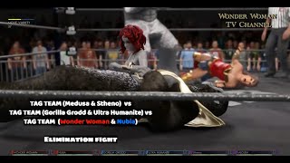 WWE Gorilla Grodd amp Ultra Humanite vs Medusa amp Stheno vs Nubia amp Wonder Woman Tagteam Elimination [upl. by Marna]