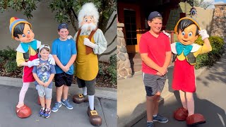 Meeting Pinocchio amp Geppetto Meet amp Greet 3 Times in Hollywood Studios at Disney World [upl. by Ahsenad519]