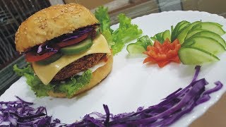 Delicious Veggie BurgerSoft Eggless Homemade Burger BunsVegetarian TreatBy Saras Haute Cuisine [upl. by Yarak]