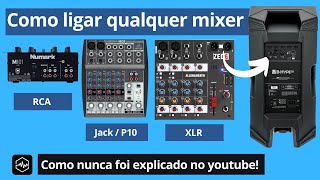 Como ligar mesa de som a coluna  caixa de som  RCA Jack  P10 e XLR Forma correta Jeito certo [upl. by Zackariah345]