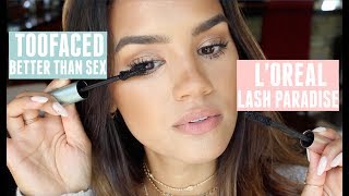 LOREAL LASH PARADISE VS TOOFACED BETTER THAN SEX DUPES [upl. by Nahs]