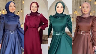 Saten Tesettür Abiye Elbise Modelleri Yeni sezon 2023  Hijab Dresses For Party [upl. by Elleniad]