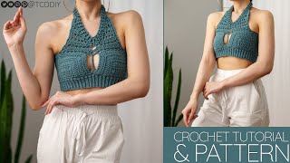 How to Crochet Festival Halter Top  Pattern amp Tutorial DIY [upl. by Enoitna]